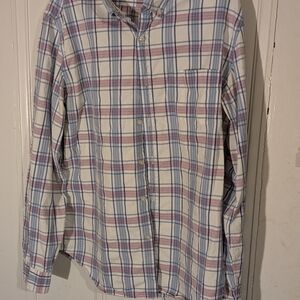 J. Crew Blue and Pink Casual Button Down Shirt